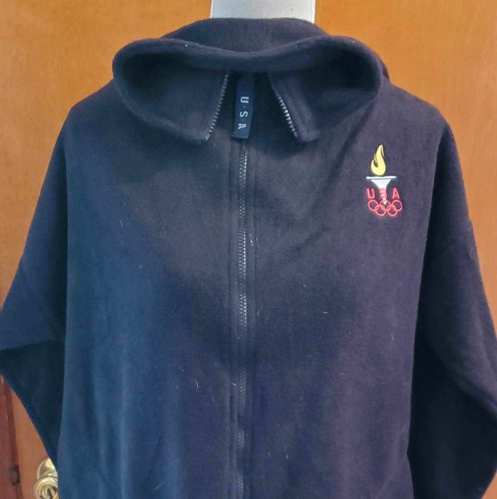 Mens Black USA Olympic embroidered Full-Zip Fleece Jacket size XXL